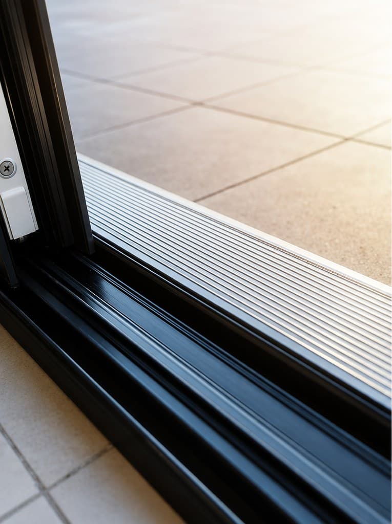 Sliding door track vacuumed, scrubbed, and flushed – after
