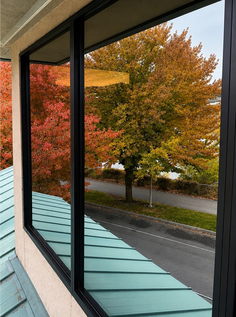 Years of grime and cobwebs cleared from fixed glass – after